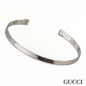 Gucci 18k White Gold Icon Cuff Bangle